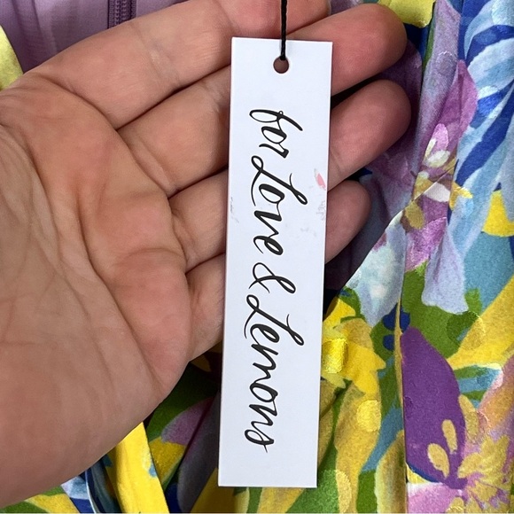 For Love & Lemons Cassia Midi Dress in Lemon Floral Size 2X 3/4 Sleeve V-Neck - Picture 12 of 16